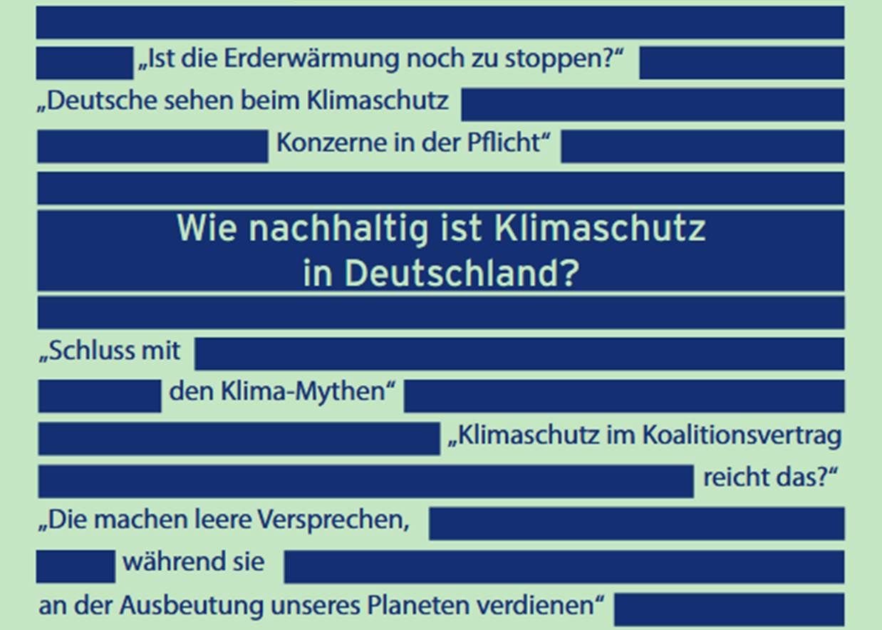 Broschüre “Wie nachhaltig ist Klimaschutz in Deutschland?” (Jg. 12)